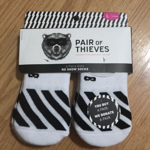 9-12 Years Pair Of Thieves ~ NWT Youth Kids 6-Pair No Show Socks White ~ L